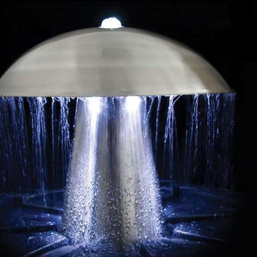 Mushroom Stainless Steel Water Feature with Lights Reservoir 49cm